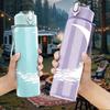 1PC Crescent Moon Minimal Line Print 750ml Color Plastic Sports Water Bottle Leakproof Flip Straw Lid Suitable for Sports Office Home Use