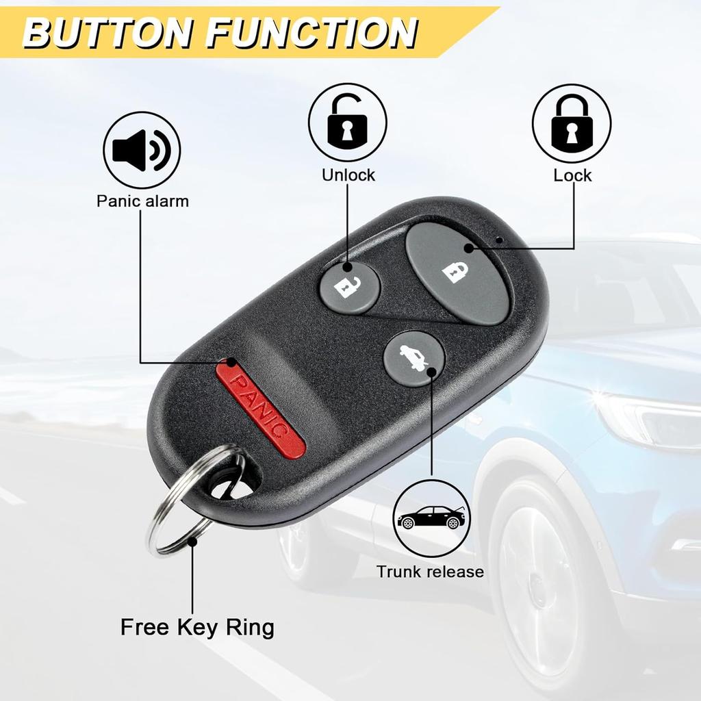 Key Fob Replacement for 1998-2002 Honda Accord/ 1999-2003 Acura TL Car Keyless Entry Remote Control, KOBUTAH2T, 4 Buttons