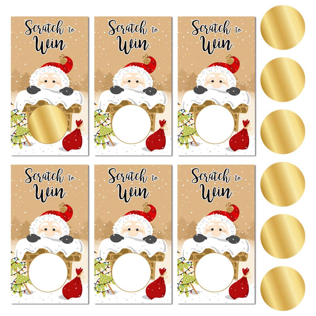 Christmas Party Cartoon Snowman Christmas Tree DIY Raffle Scratch Card Game Card Set