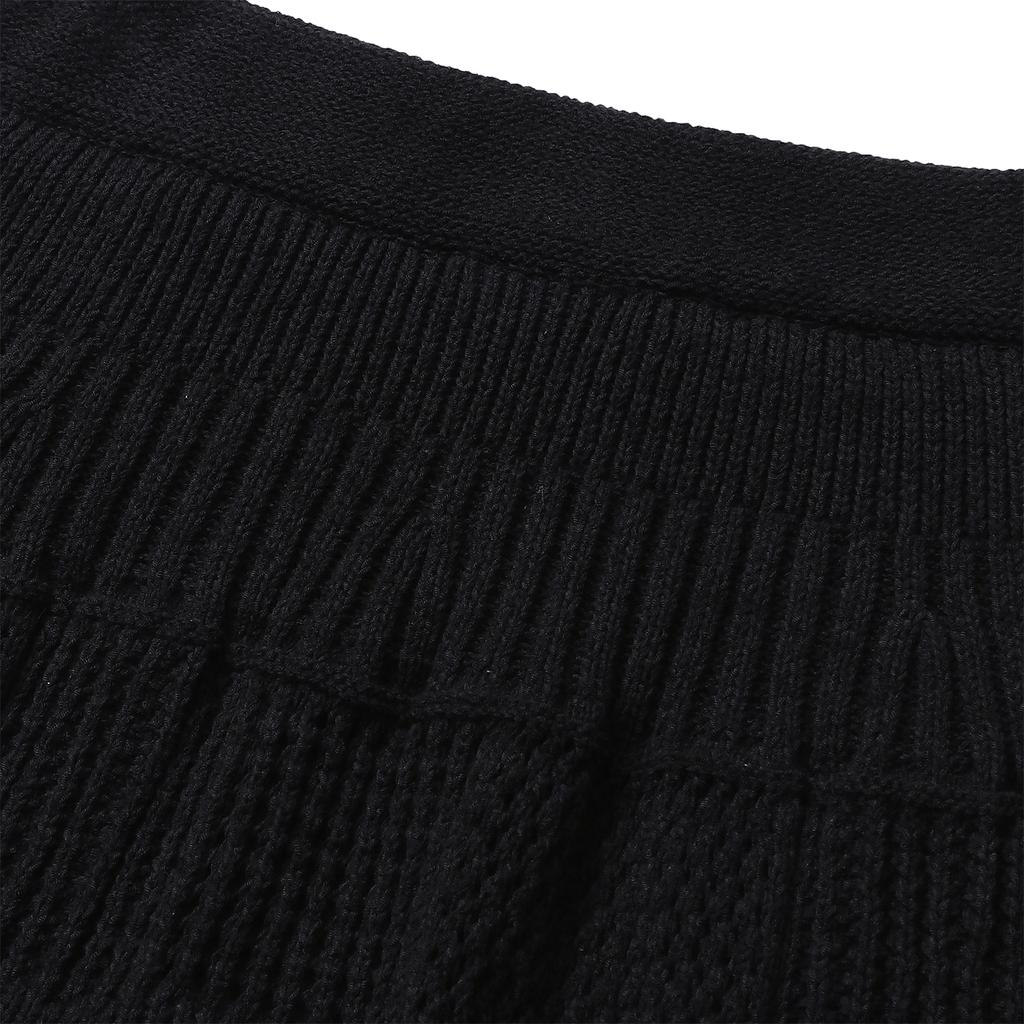 Ennitude Herringbone Crochet Knit Skirt [Black]
