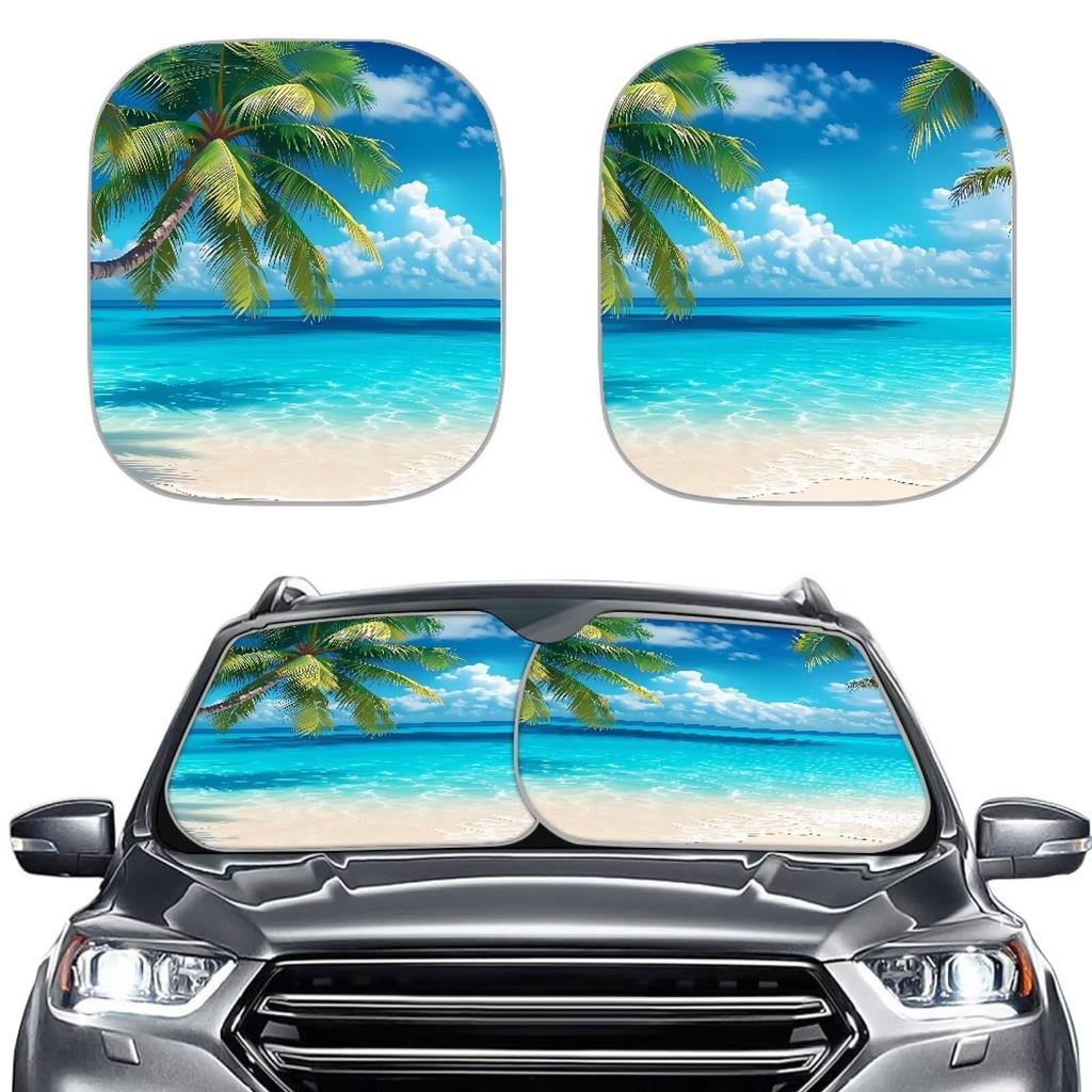 Car Sunshade Summer Seaside Sea Turtle Printing Aluminum Foil Sunshade Heat Insulation And Sun Protection Digital Printing