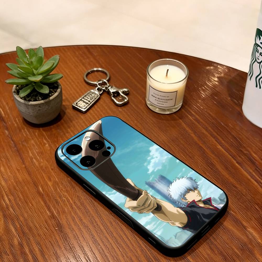 Gintama Phone Case For iPhone 17,16,15,14,13,12,11 Plus,Pro Max,XS,Soft Silicone Black Cover