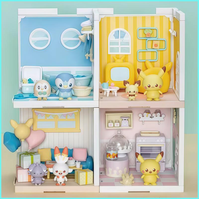 hot! Takara Tomy Poke Peace House Kitchen Bathroom Shop Pikachu Starzora Park Pikachu&Jirachi Toys Playset Gift