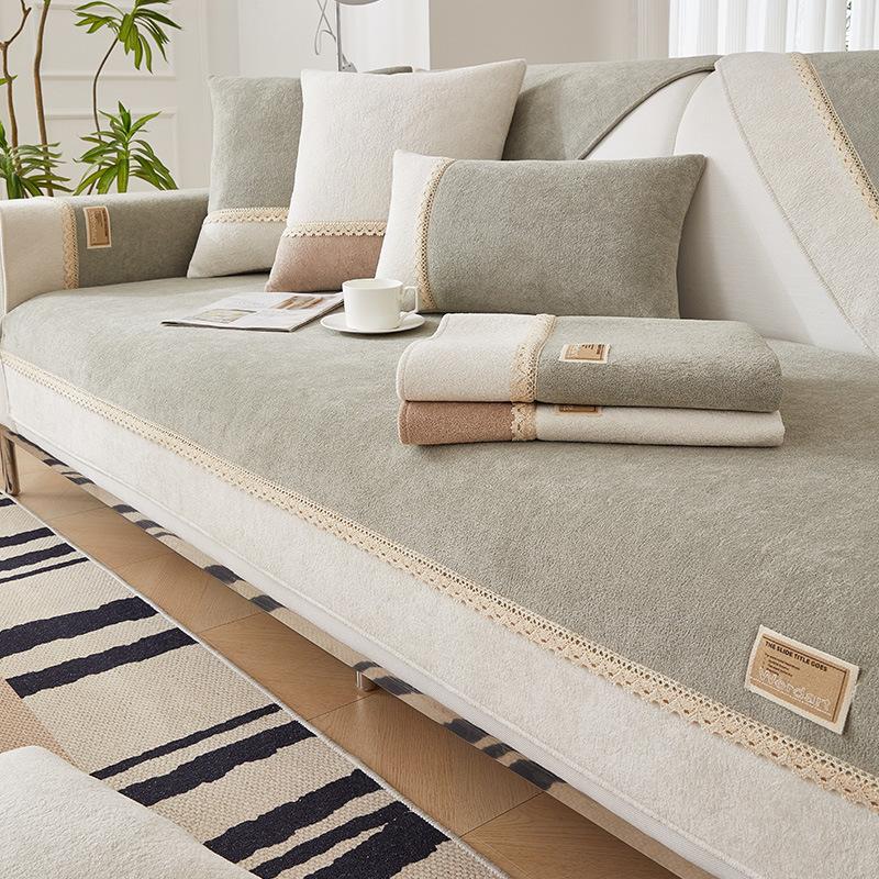 Winter Plush Sofa Cushion Simple Modern Non-slip Cushion Living Room Combination Sofa Cover Full Cover Cloth