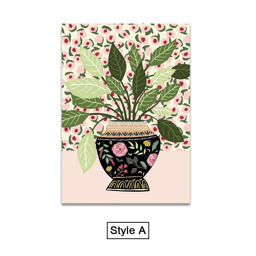 

Абстрактные тропические растения цветы черные постеры кошки бохо настенное искусство холст картины принты настенные картины для декора гостиной 21x30cm No Framed