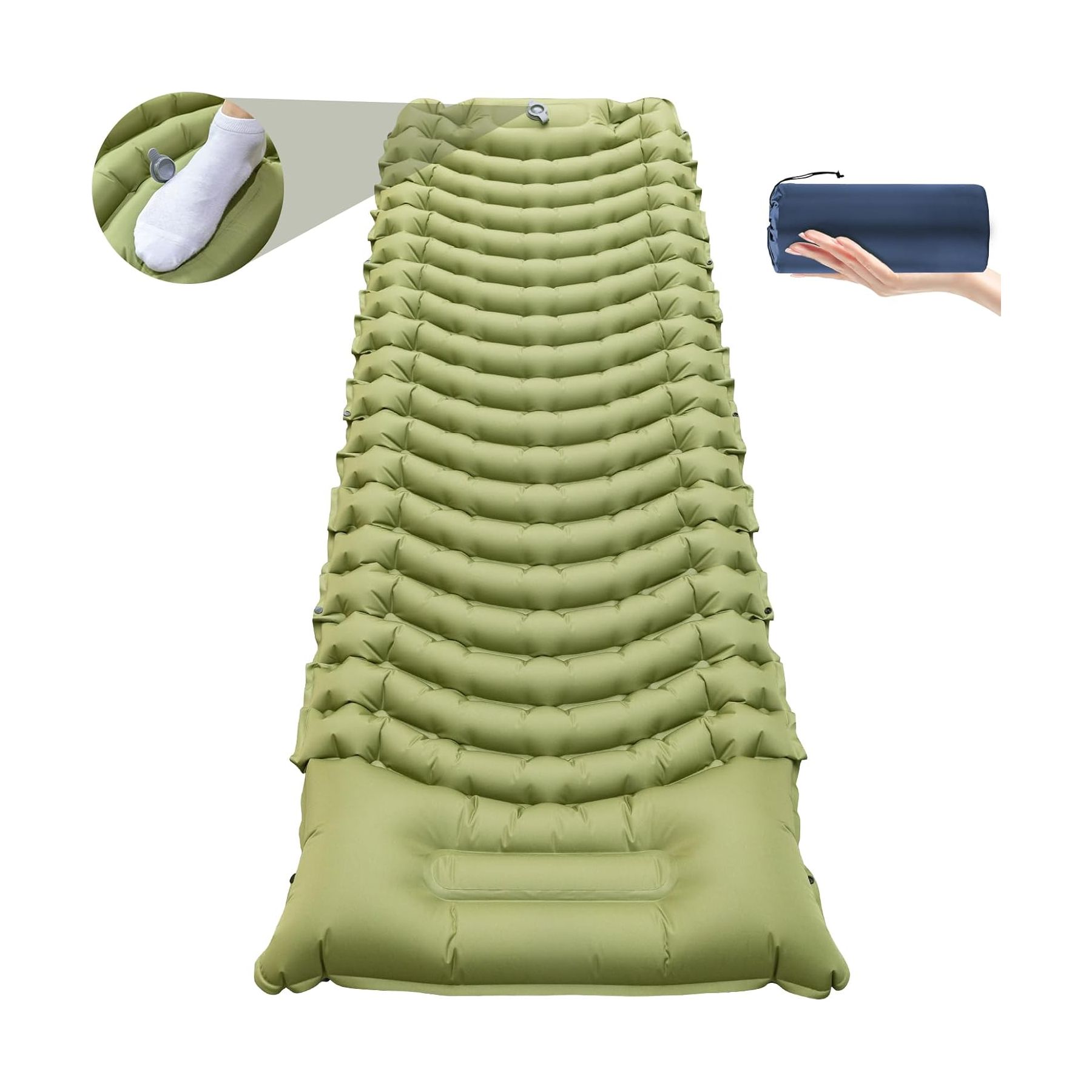 OEM Custom Lightweight Folding Camping Sleeping Mat High Quality Portable Waterproof Moisture-Proof Inflatable Bed Pad for темно-синий