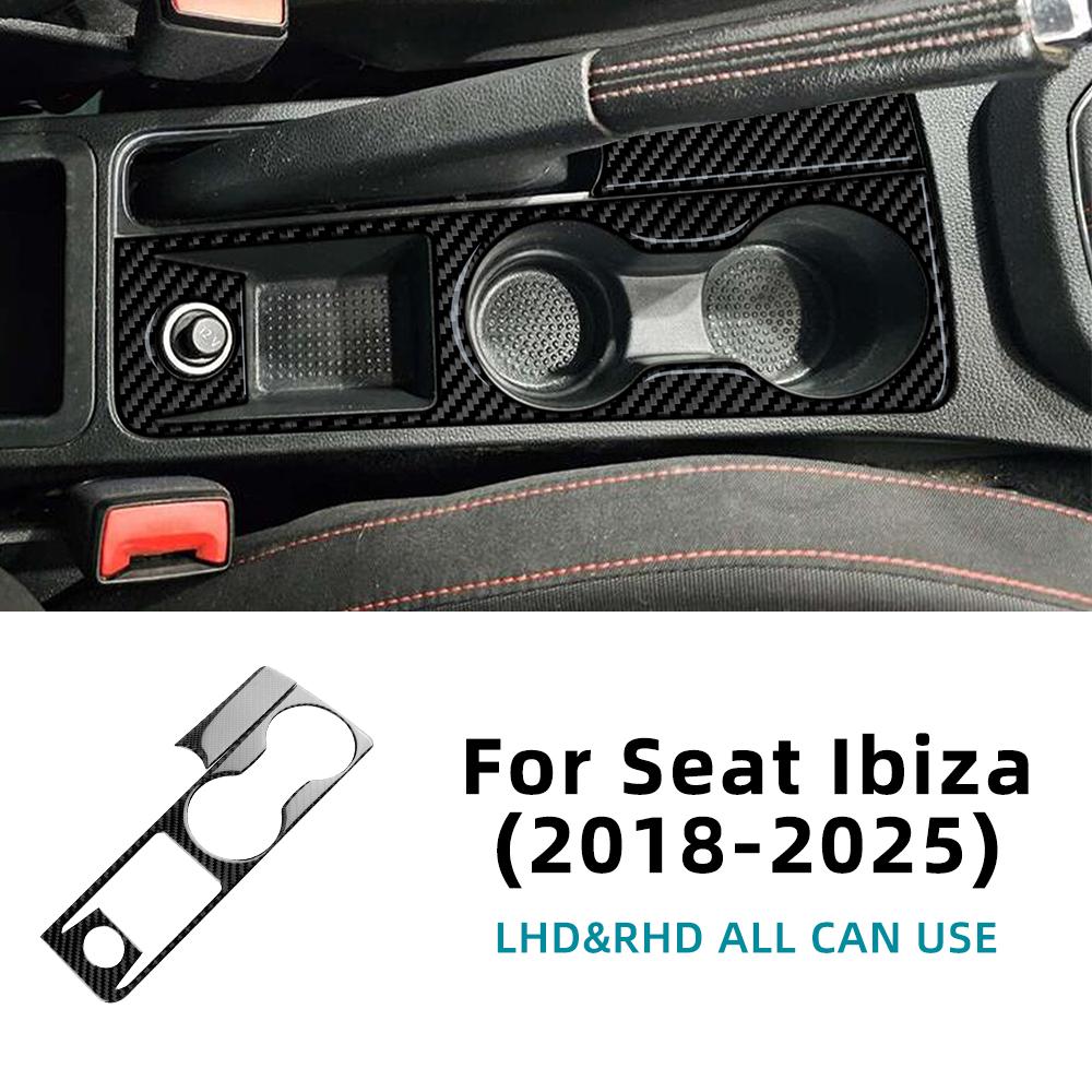 Real Soft Carbon Fiber Sticker For Seat Ibiza 6F 2018 2019 2020 2025 2025 2025 2025 2025 LHD RHD Car Cup Holder Interior Trim