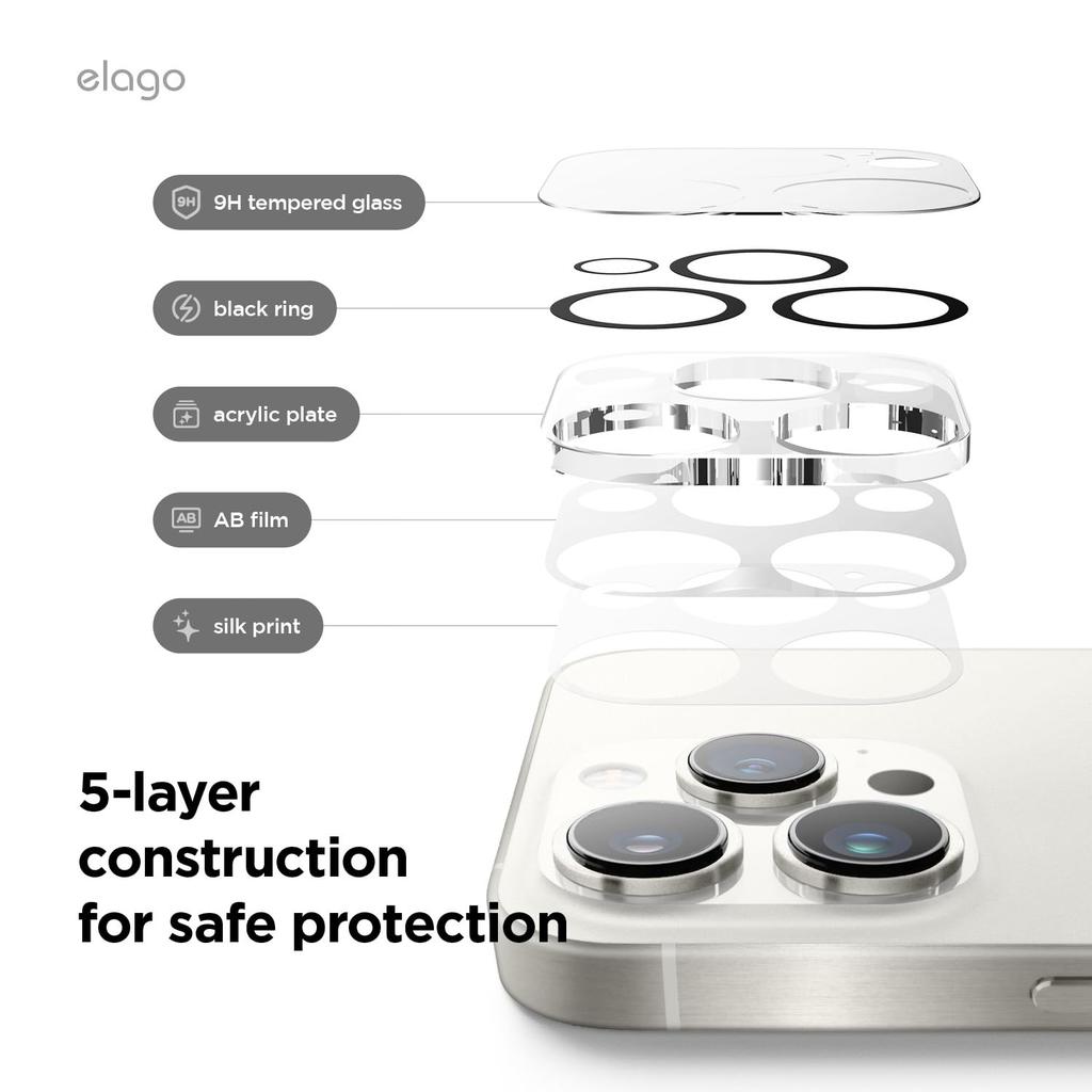 elago iPhone 16 Pro Max Camera Fingerprint and Scratch 9H Tempered Clear Pro/16 Protector, Resistant, Glass,