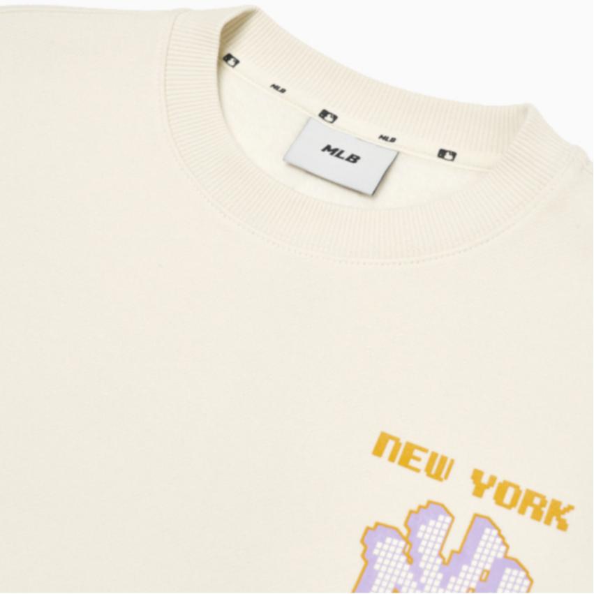 New MLB Sweatshirt Unisex Cream White 3AMTX0214-50CRS