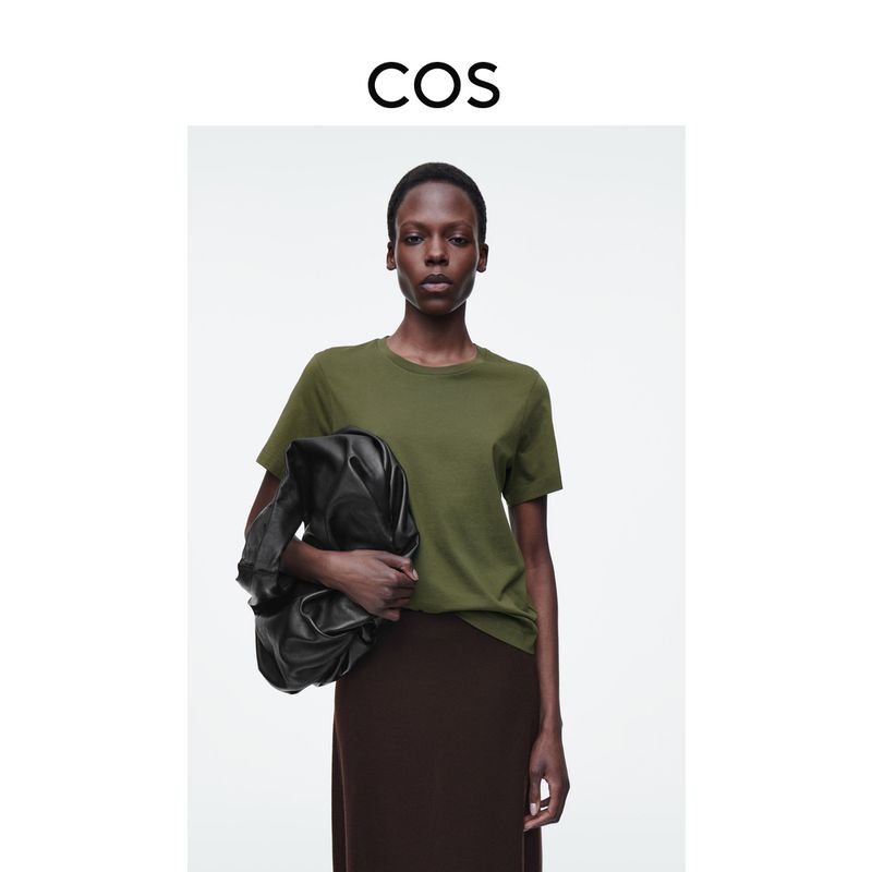 

Cos Women clothes Casual round Neck Short sleeve T-shirt Olive Green 2025 Spring New 1277143003 Olive green 150/76A