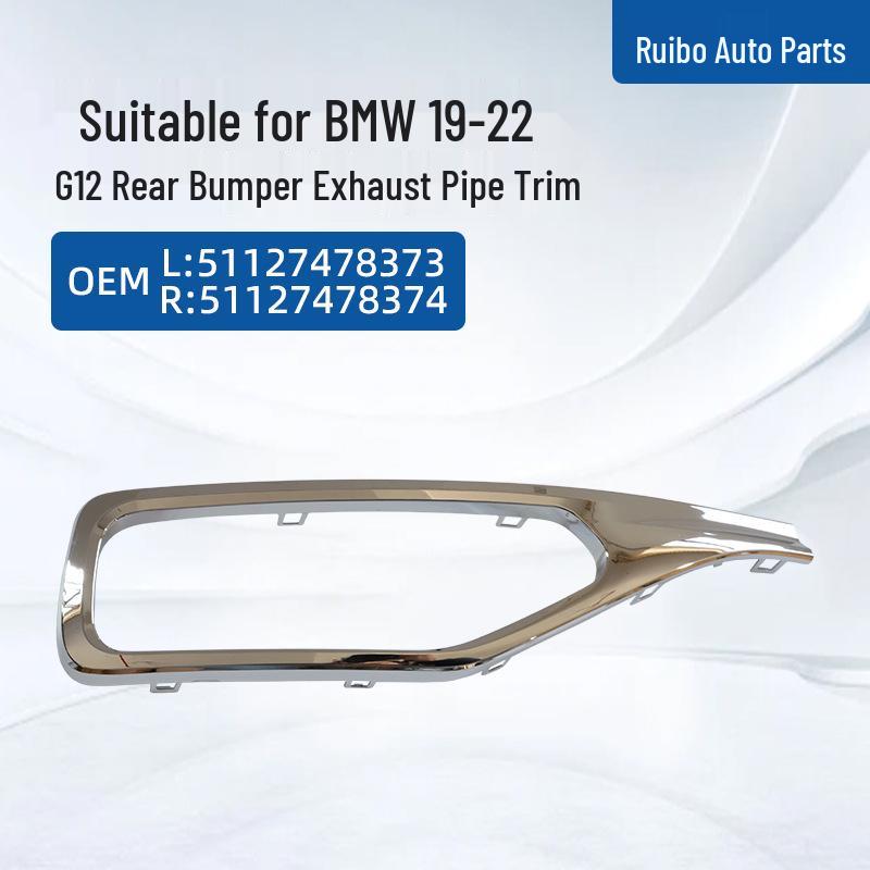 Compatible with 2019-2022 BMW G12 Rear Bumper Exhaust Trim Left: 51127478373 Right: 51127478374 19-22 G12 Rear Bumper Exhaust Trim