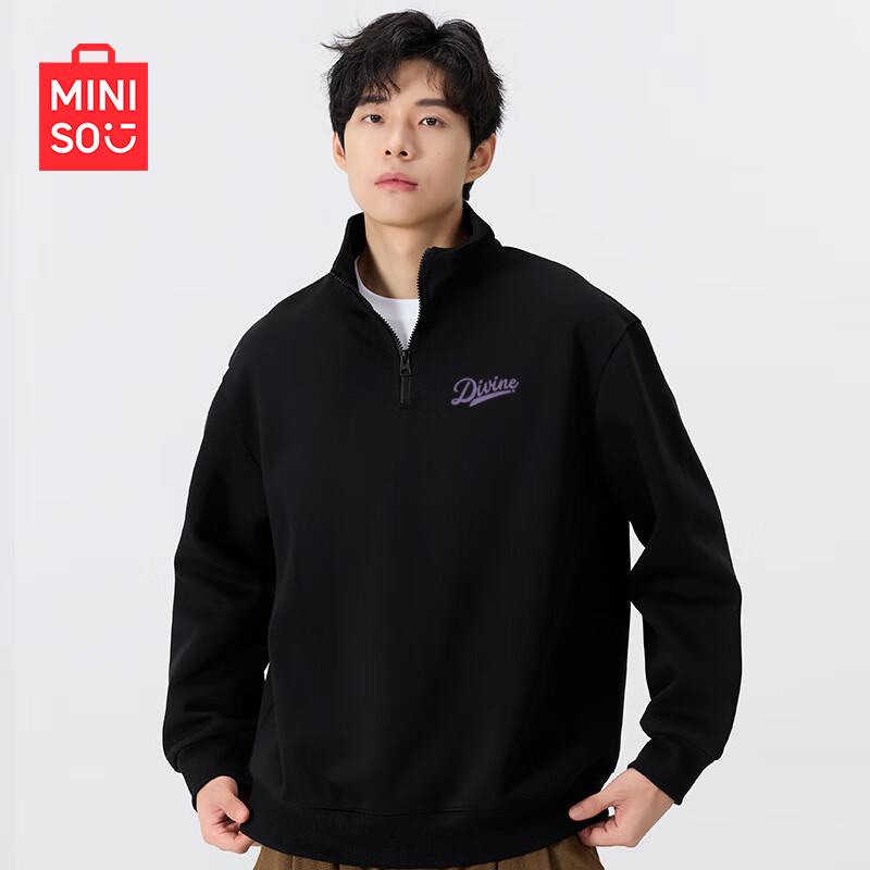 MINISO Unisex Fall Stand-up Collar Raglan Sleeve Sweatshirt