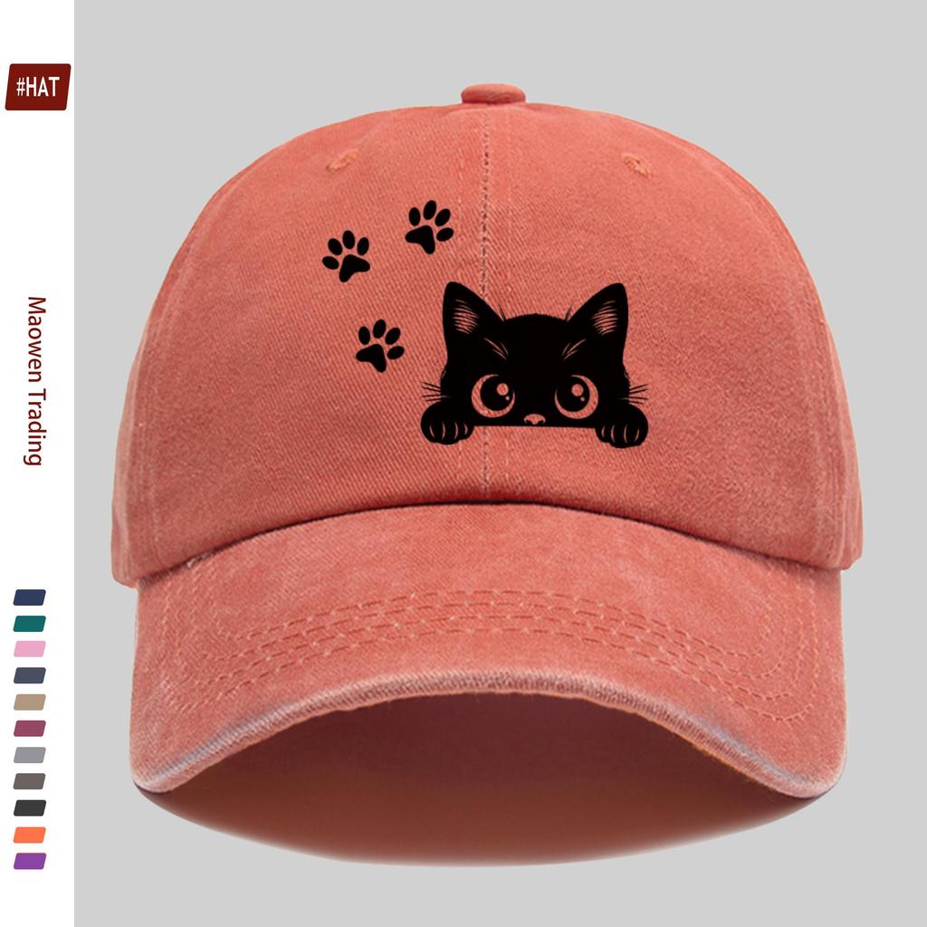 pc Lying Cute Cat Print Baseball Cap Cat Paw Print Trucker Sun Hat Comfortable Lightweight Papa Hat Dad Mom Beach Party Decor H