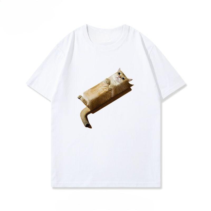 Classic Cute Cat Sandwich Meme T Shirt Unisex Women Harajuku Style Graphic Tee Oversized Casual Short Sleeve Summer Fashion Top