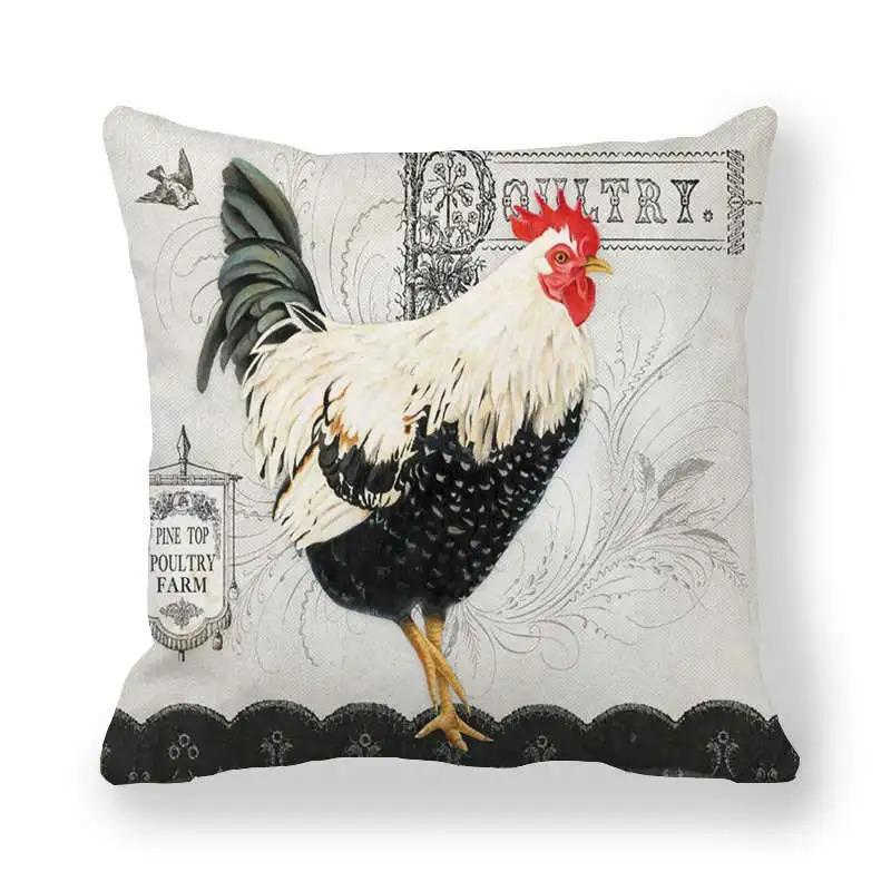 Hen and Rooster Print Pillowcase Office Living Room Car Ornaments Home Pillowcase