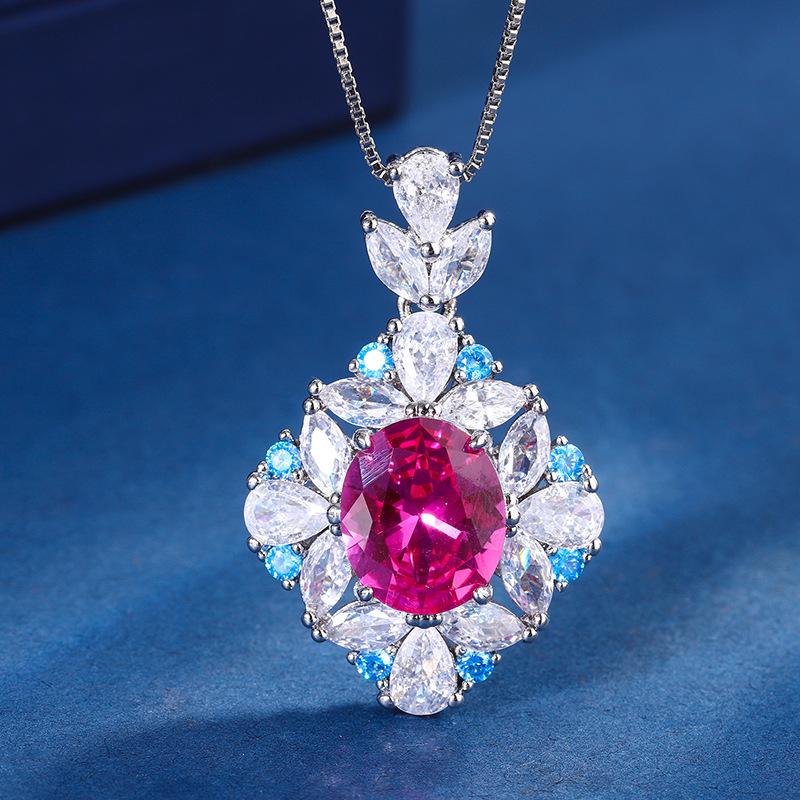 Jewelry Popular Ring Simulation Rose Red Corundum Temperament Set Women 10 * 12-6 * 8