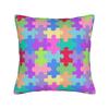 Rainbow Autism Awareness Puzzle Seamless Pattern Pillow Cover  Design Cushion Cover Funny Pillow Case For Office Car Home Decor