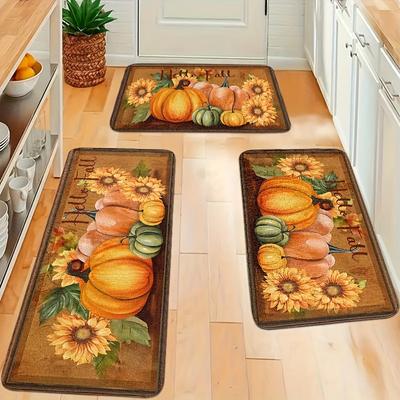 1 Pezzo Tappeti da Cucina Antifatica Stampa Zucca Autunnale Impermeabile Antiscivolo Spessi Ammortizzati Tappetino da Cucina Resistente Comfort Tappetino per Stare in Piedi per Cucina