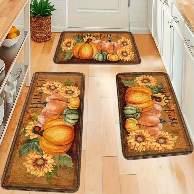 

1 шт. Кухонные коврики против усталости с осенним тыквенным принтом, водонепроницаемые, нескользящие, толстые, амортизирующие, сверхпрочный комфортный стоячий коврик для кухни 40*60cm