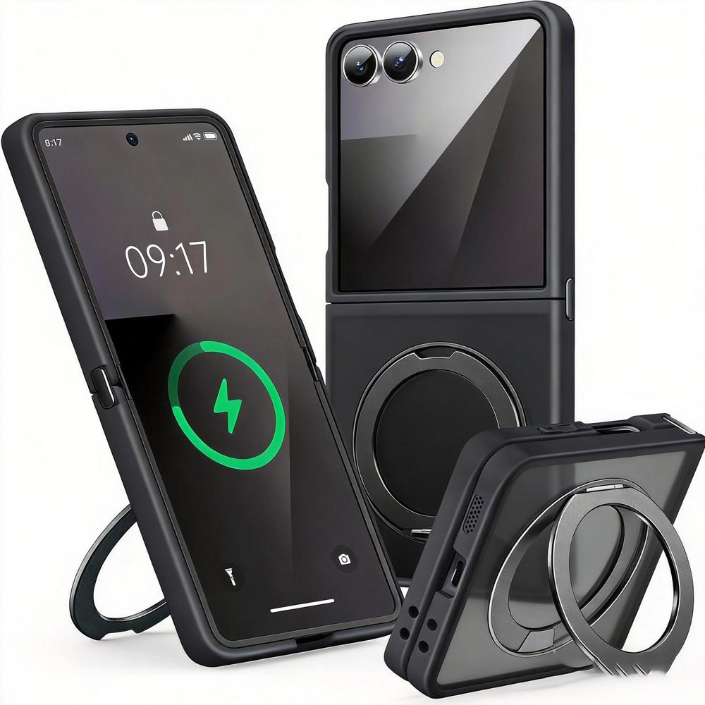 UYUXIO Magnetic Mobile Phone Case with Ring Holder for Samsung Galaxy Z Flip 7 360° Spin Magnetic Stand Cover with Kickstand Galaxy Z Flip7