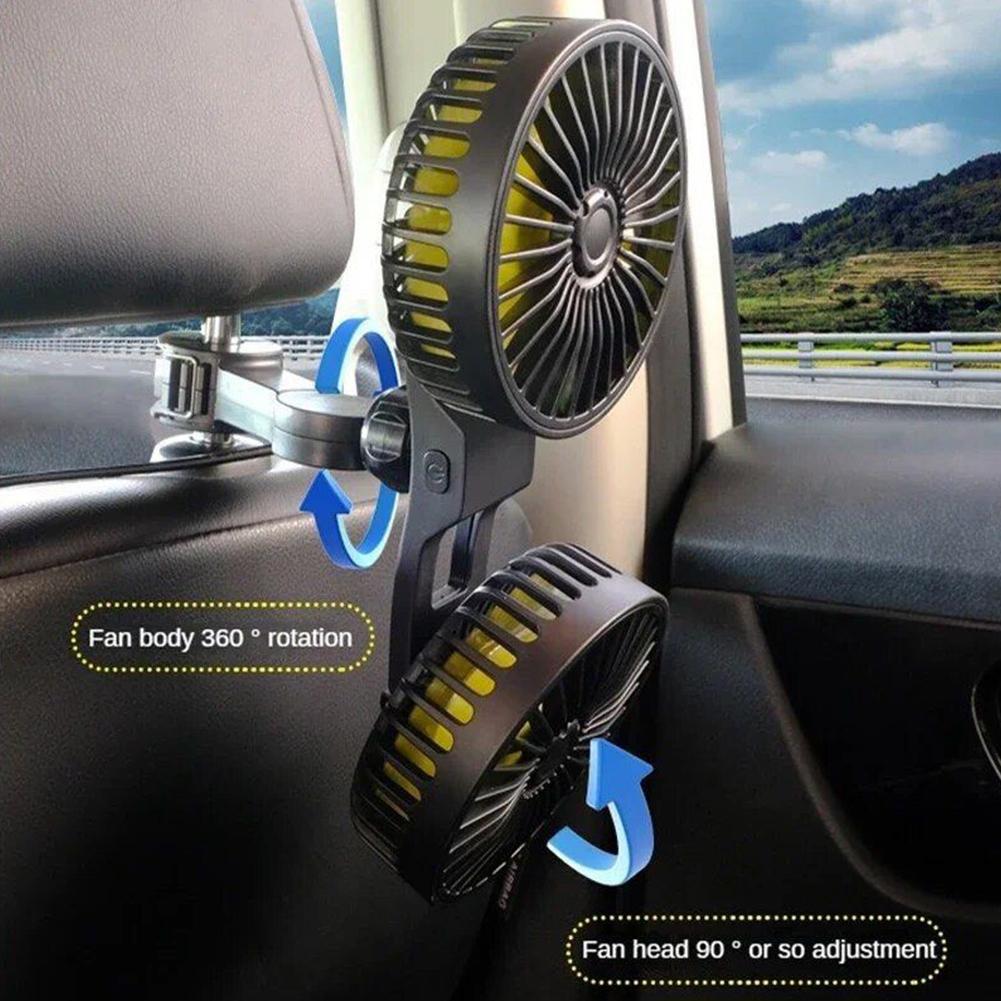Car Seat Cooling Fan USB Dual Head Fan 360 Degree Rotation Neck Cooler Automotive Electric Fan 3 Speeds Car Accessories