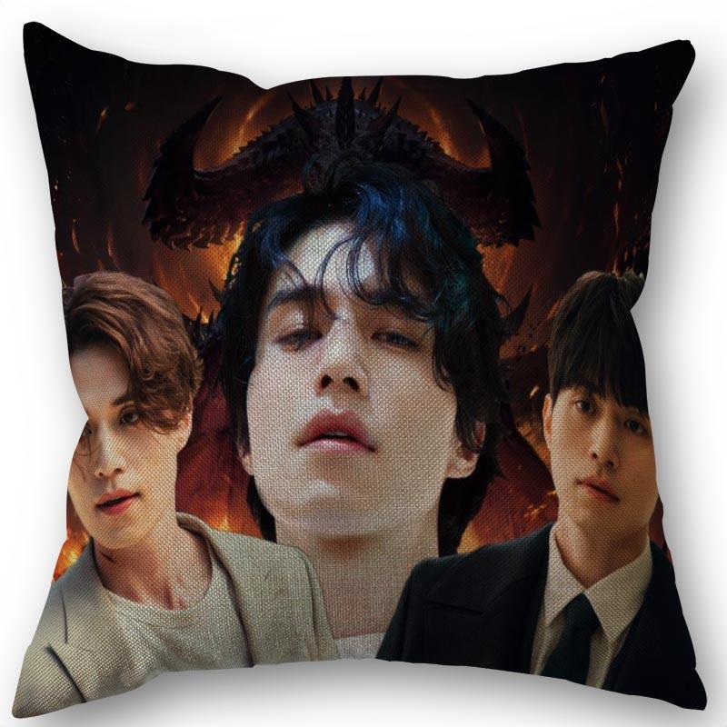 45X45cm Pillow Cover Kpop Lee Dong Wook Square Cotton Linen Pillow Cases Bedroom Home Wedding Decorative Pillowcase 9.5