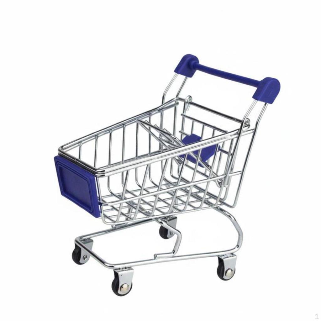 Small Metal Shopping Cart Toy Realistic Design Mini EasyRolling Casters Miniature
