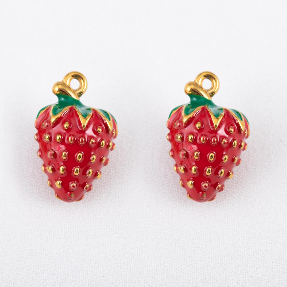 2pcs Stainless Steel Enamel Cute Strawberry Banana Corn Grape Cherry Charms Gold Plated DIY Bracelet Earrings Jewelry Findings