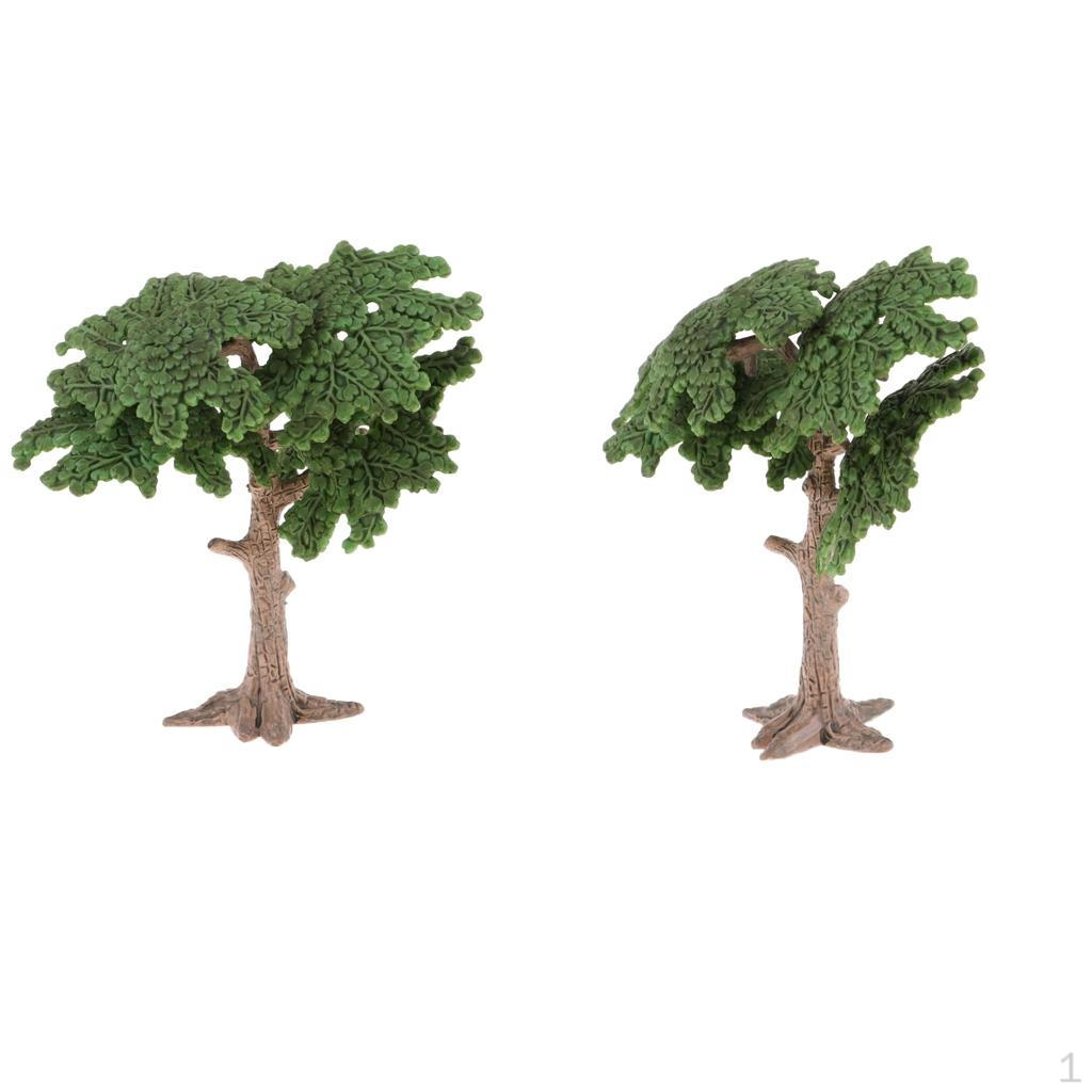 2Pieces 10cm Height Model Tree Garden Diorama Landscape Green Scenery Layout