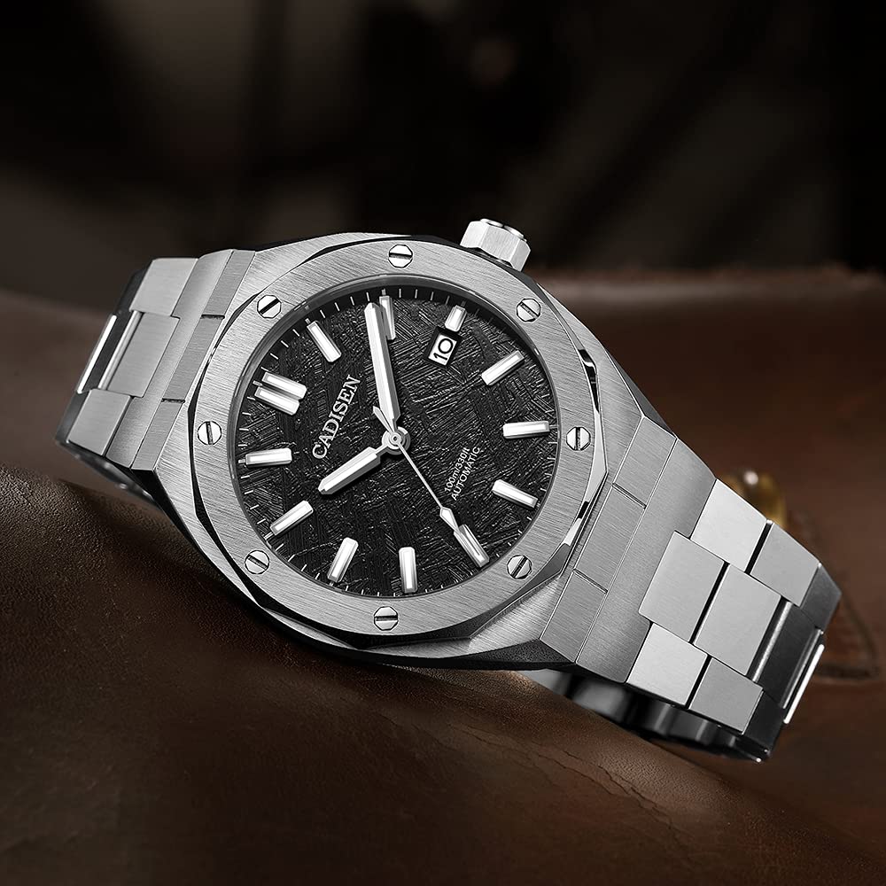 CADISEN Herren Royal Oak Automatik Uhr, Hergestellt in Japan mit MIYOTA 8215 Uhrwerk, Deutscher Designer, Retro-Stil, Taucheruhr, 10 ATM Wasserdicht