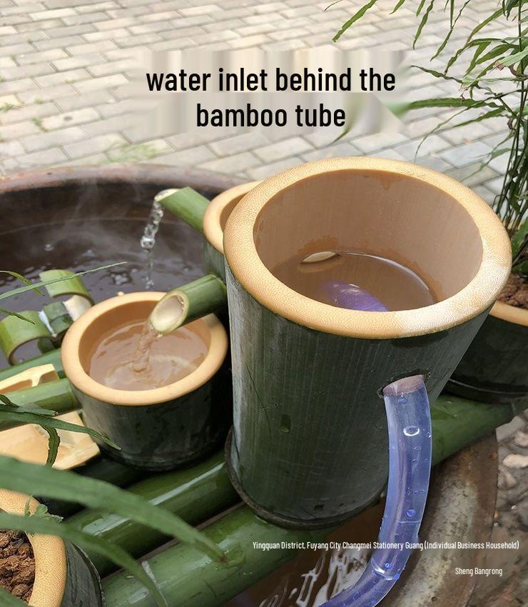 Bamboo Water Fountain: Ceramic Stone Fish Tank with Automatic Circulation, Oxygenation, and Humidification