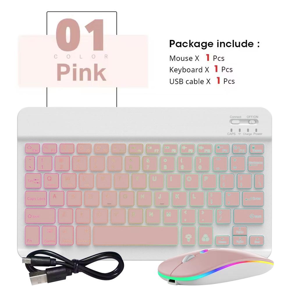 New Backlit Ultra-Thin Bluetooth Keyboard and Mouse For iPad Samsung Tablet Phone Wireless Keyboard Spanish / French