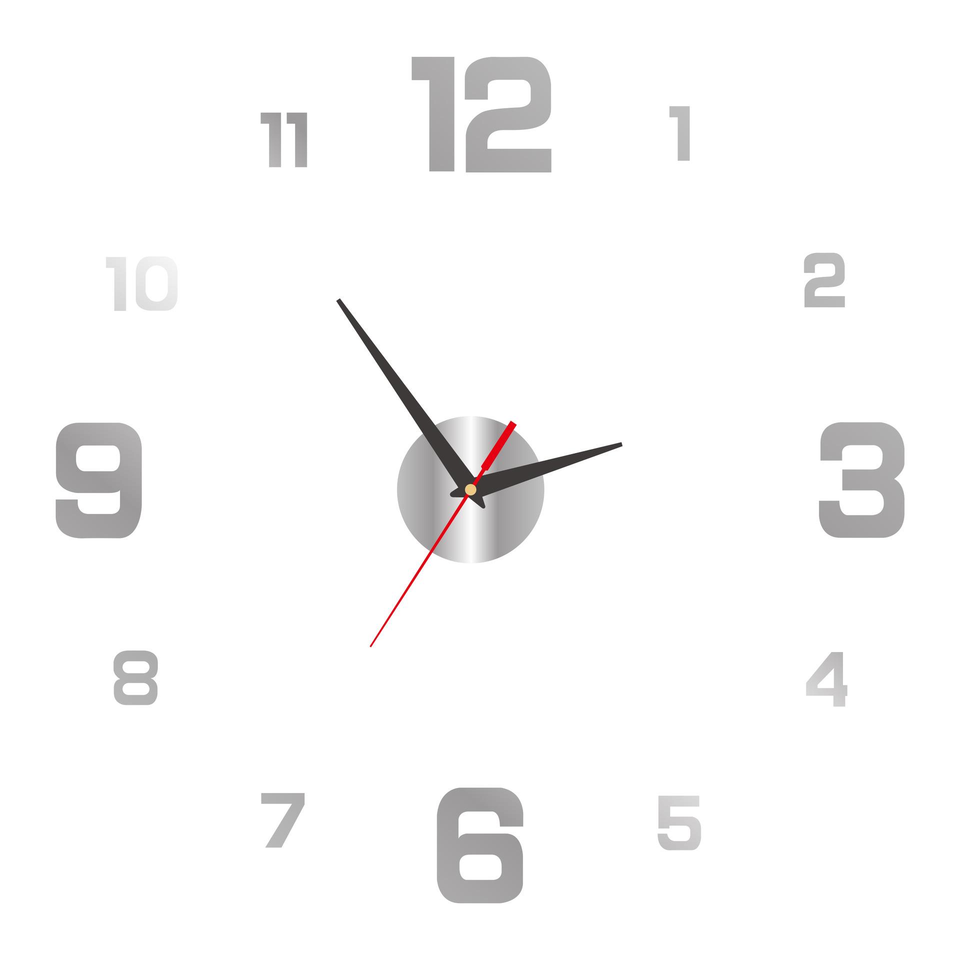 Современные акриловые настенные часы со светящимися в темноте цифрами и бесшумным механизмом серебряный