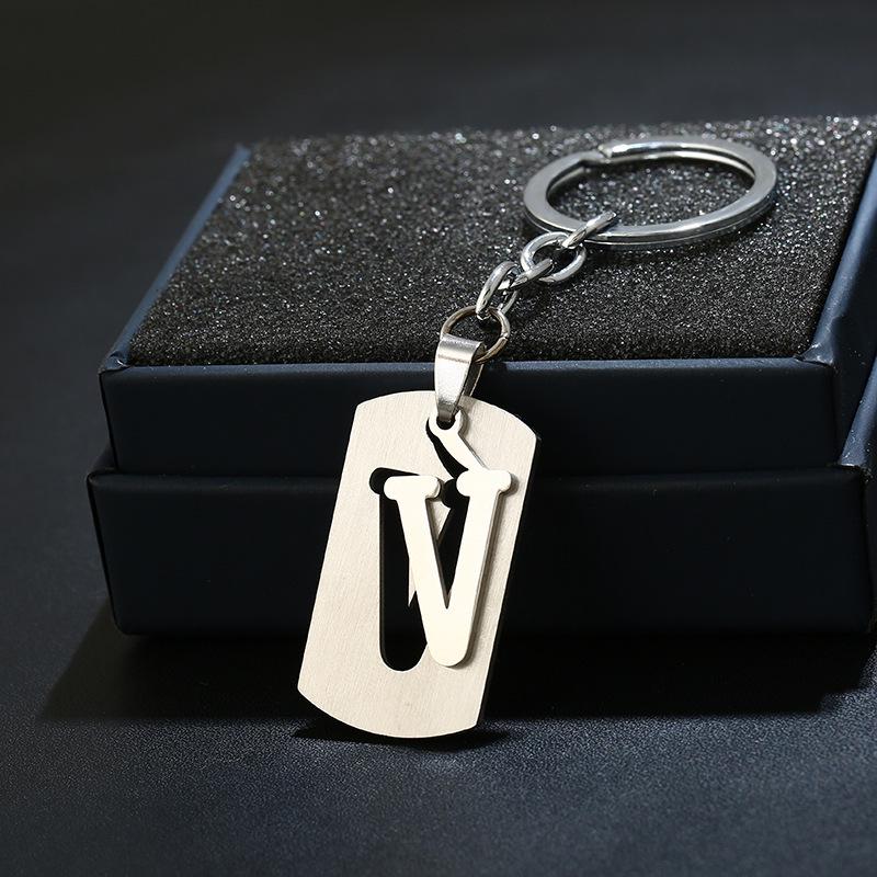 2026 DIY A-Z Letters Key Chain For Name Silver Color Steel Keychain Women Men Car Key Ring Simple Key Holder Party Gift Jewelry