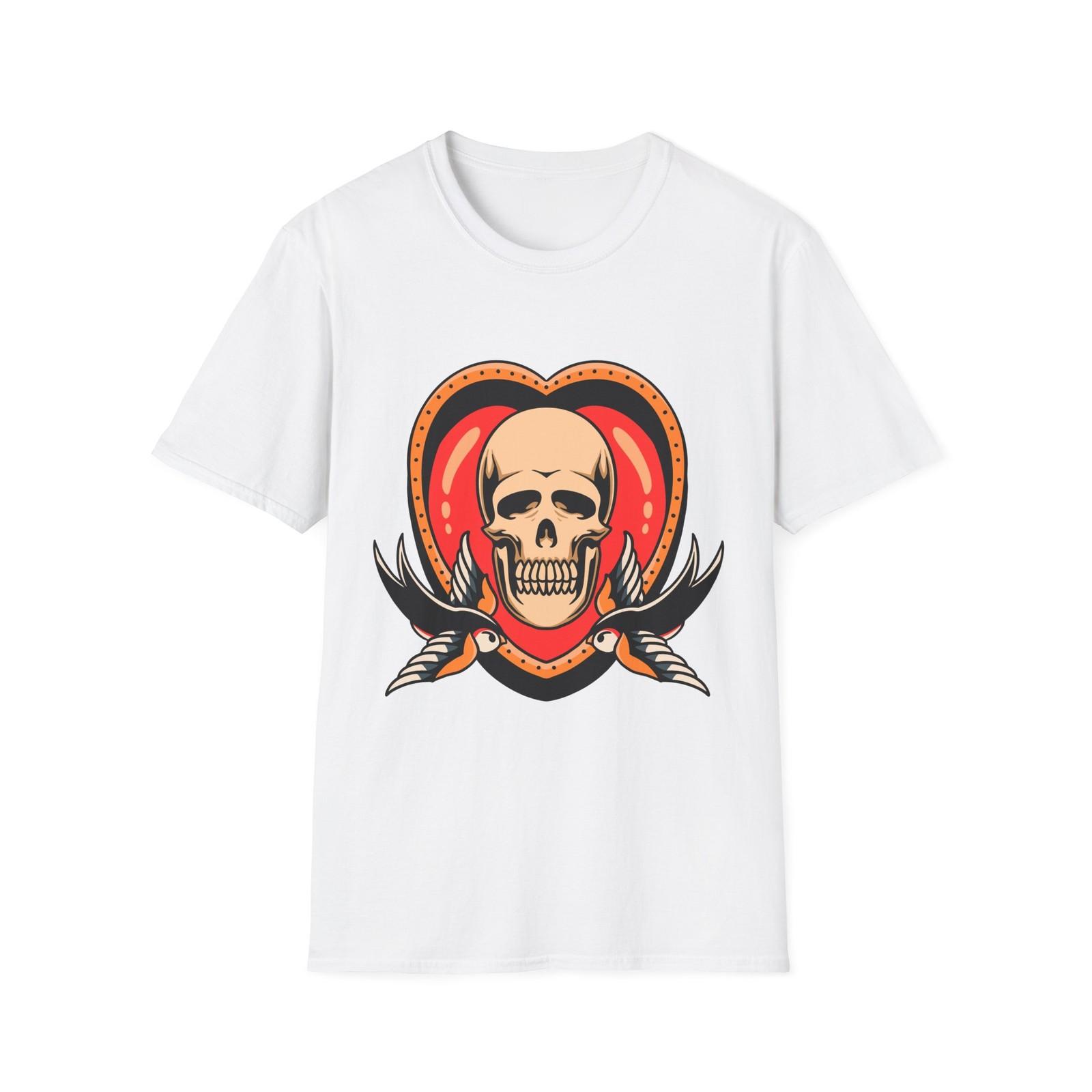 Skull Heart Graphic T-Shirt, Edgy Tee for Rock Lovers, Alternative S
