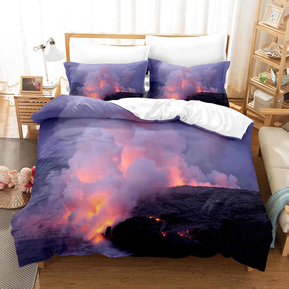 Volcanic Beding Set Single Twin Ful Quen King-Sized Dimensionsd Dimensions Desert Bed Linen Set Aldult Kid Bedrom Thre-piece Suits 3D Print Men