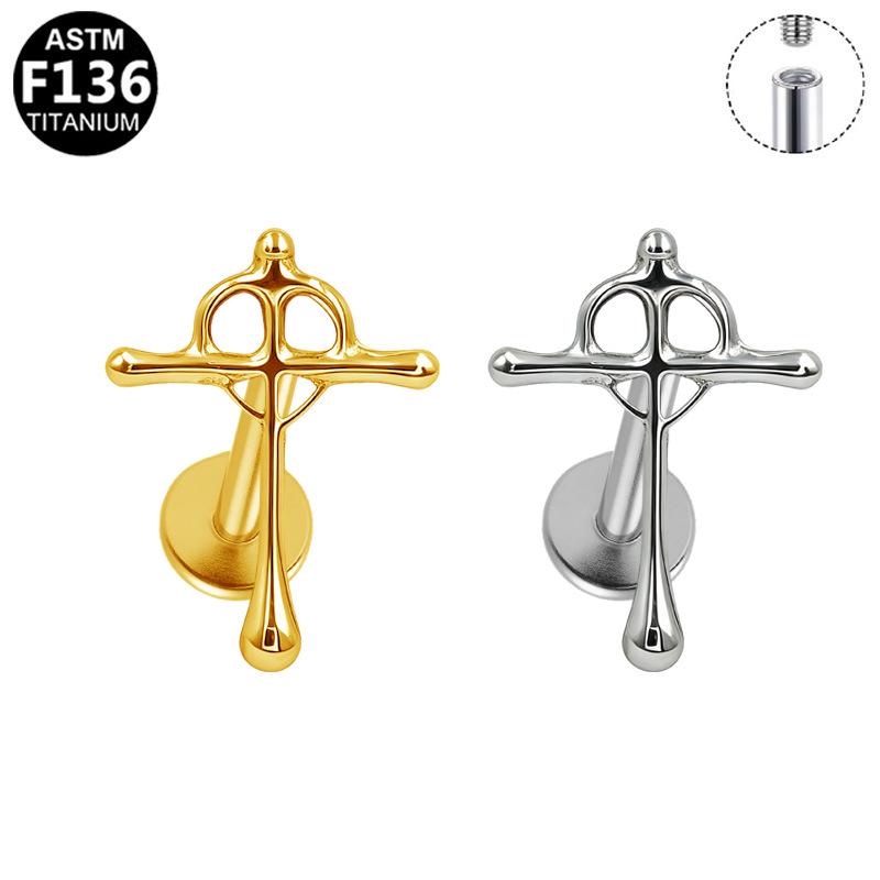 G23 Titanium Alloy Cross-Border Internal Thread Piercing Ear Cartilage and Finger Web Stud