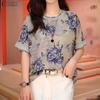 ZANZEA Women Casual Round Neck Short Sleeve Print Blouse