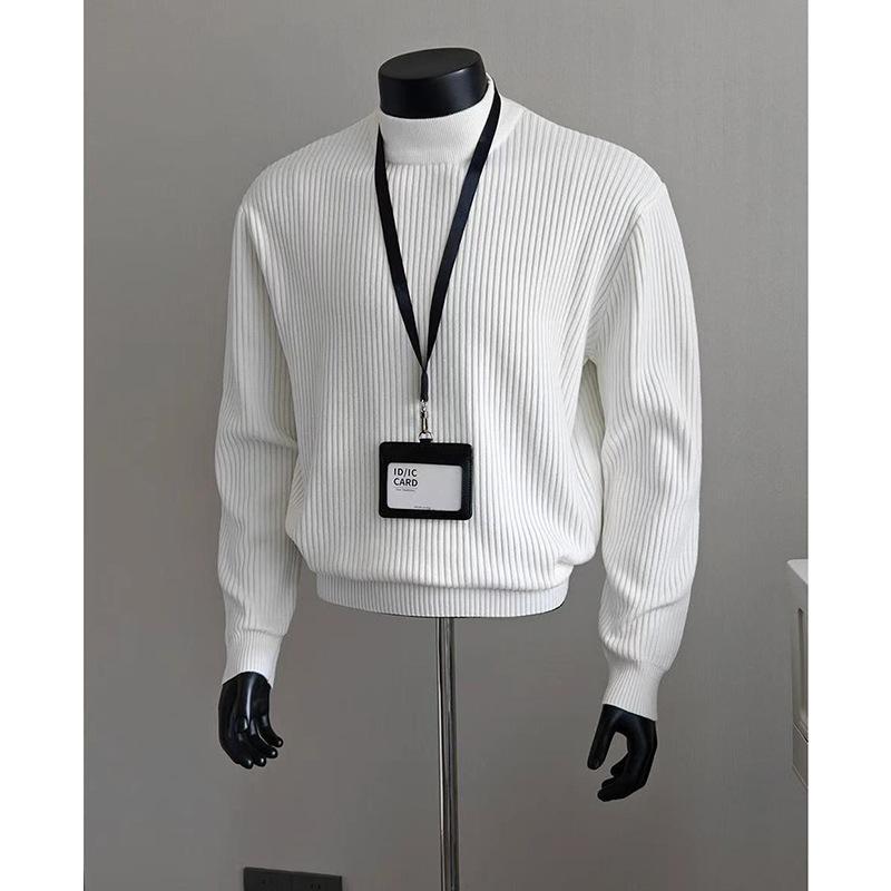 Men S Striped Half Turtleneck Knit Sweater Spring Autumn