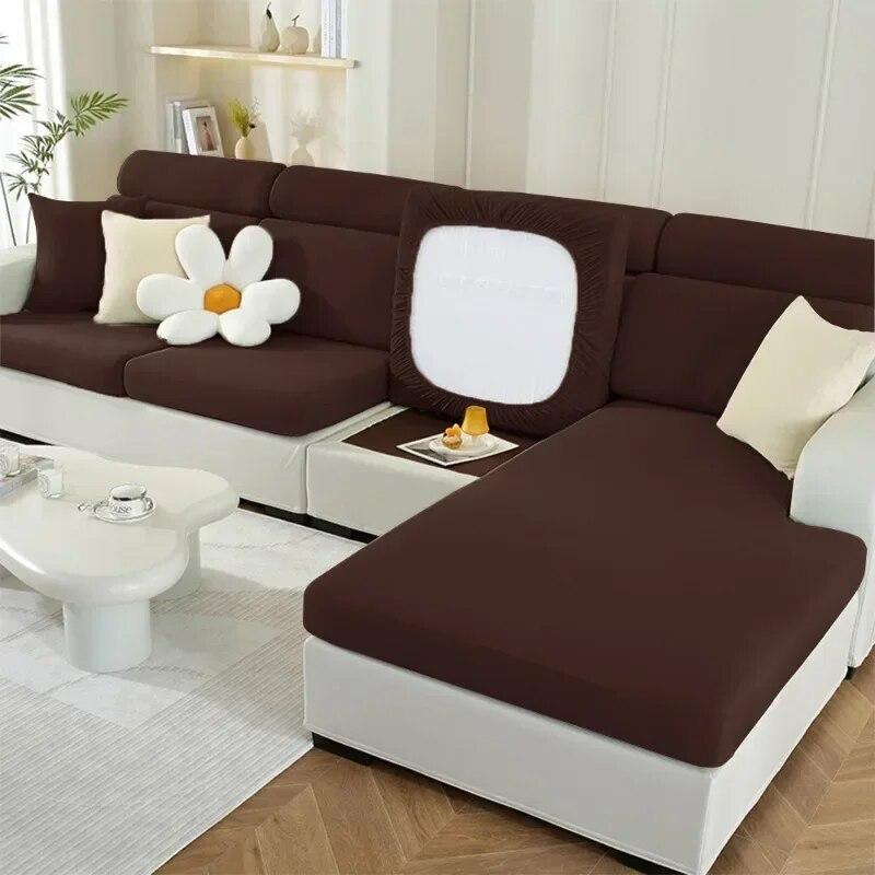 Solid Spandex Sofa Sectional Covers Elastic Breathable Sofa Cushion Cover for Living Room Chaise Longue Sofa Slipcover Home Pets