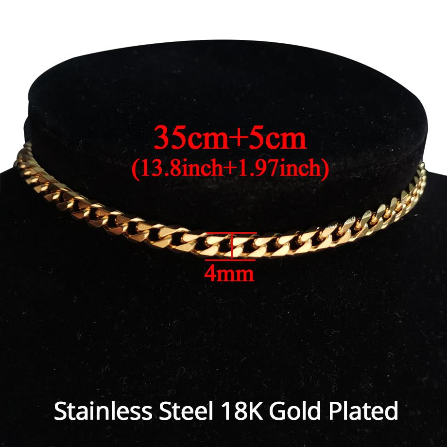 Gold Color Stainless Steel Choker Necklace Women Hip-hop Punk Short Box Link Neck Chains for Women Jewelry Collares De Moda 2019