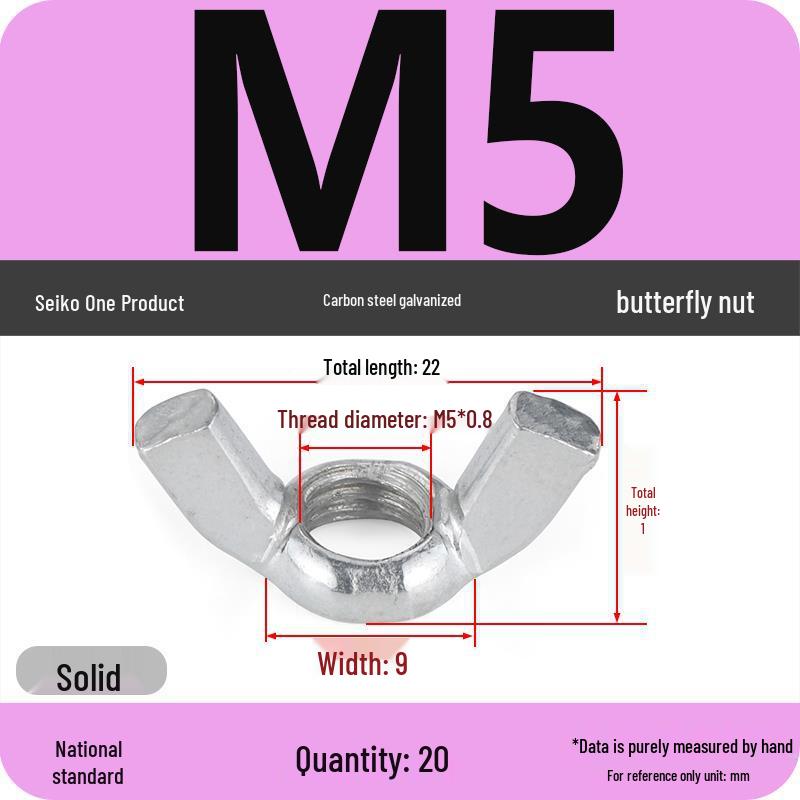 National Standard Galvanized Hand-Tightened Butterfly Nut Cap M3-M12