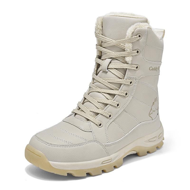 Winter New High-top Velvet Thickened Warm Snow Boots Leather Waterproof, Non-slip and Wear-resistant Mountaineering Shoes