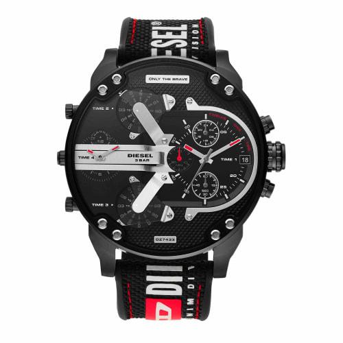 

Diesel Mr. Daddy 2.0 Chronograph Black Nylon and Silicone Watch, Black, Quartz Movement.