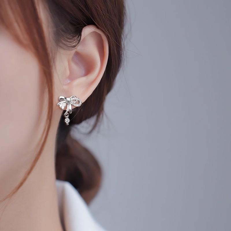 Bow Stud Earrings Smart Girl Earrings New Style Trendy Simple Temperament High-end Earrings