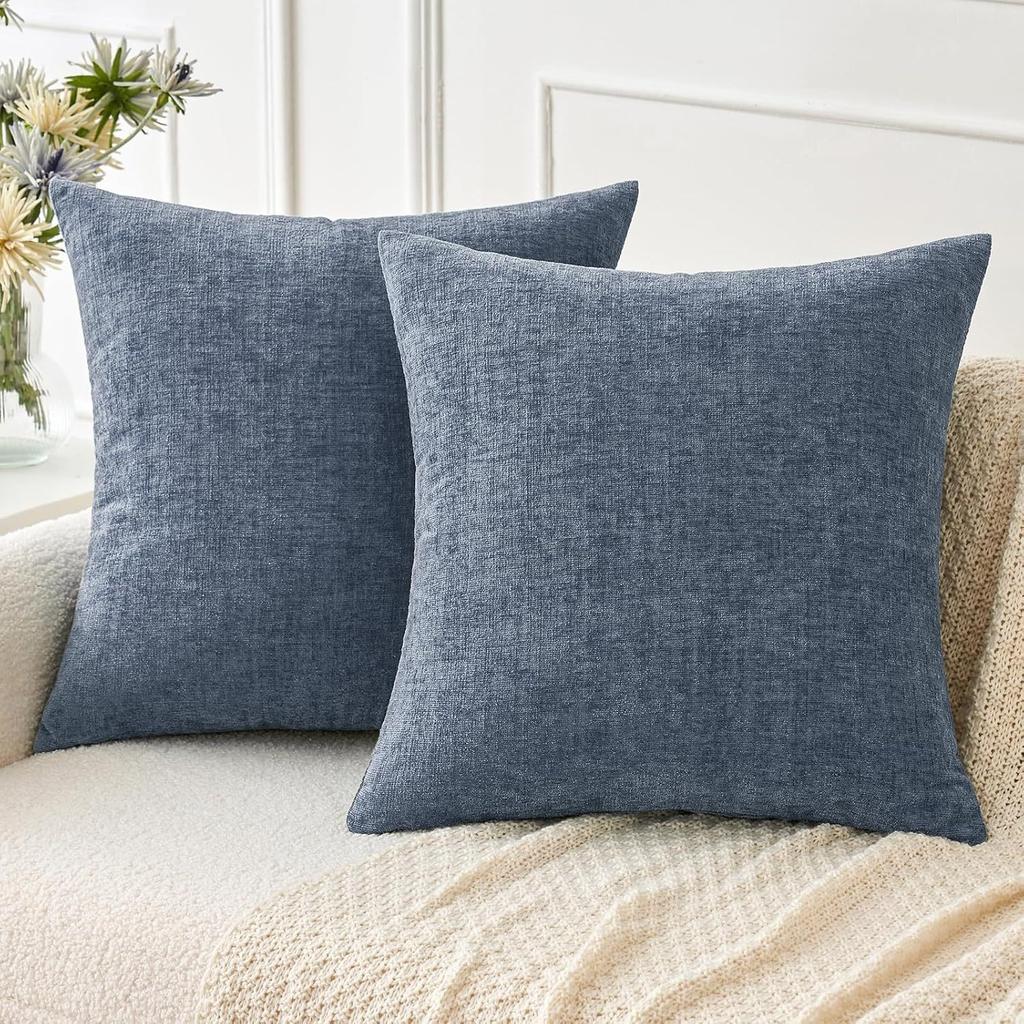 Chenille Kissenbezüge 45x45 cm Weich Dunkelgrün Dekorative Zierkissenbezüge Quadratische Kissenhüllen Unifarbene Kissenbezüge für Sofa