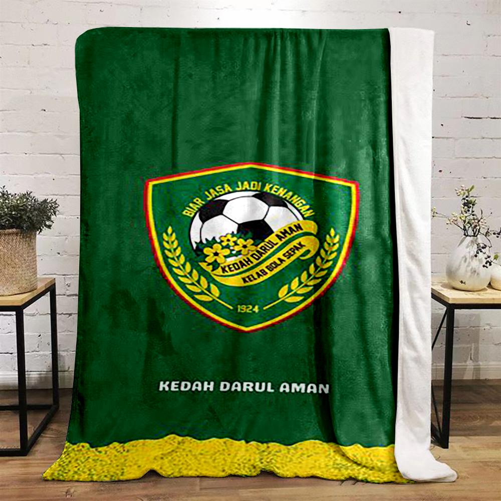 Kedah Darul Aman Football Emblem Printed Flannel Blanket for Bedroom, Living Room, Sofa, and Nap