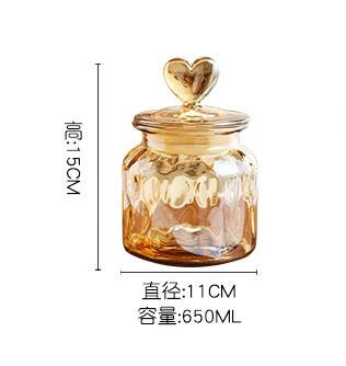 Amber Glass Sealed Jar Storage Bottle with Lid Large Capacity Transparent Heart-shaped Coffee Bean Storage Jar Kitchen Container