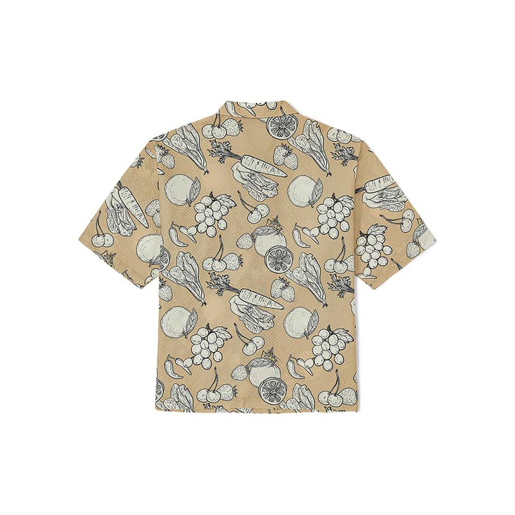 Vans Spring Break Fruits Print Casual Short Sleeve Shirt Unisex Shirts Khaki VN0008XNBTM