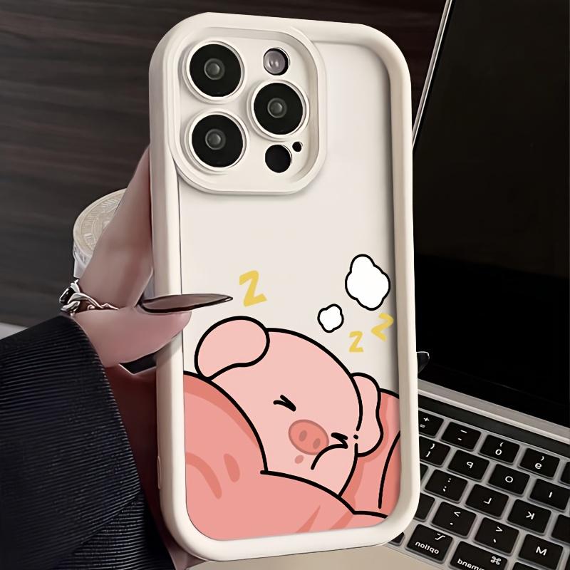 Happy Sleeping Little Pig Phone case iPhone 15 Pro Max 11 12 13 16 14 Plus Silicone Shockproof Case Lens protector shell